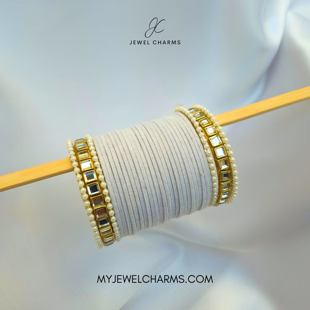 White Double Karra 2 Dozen Bangles Set