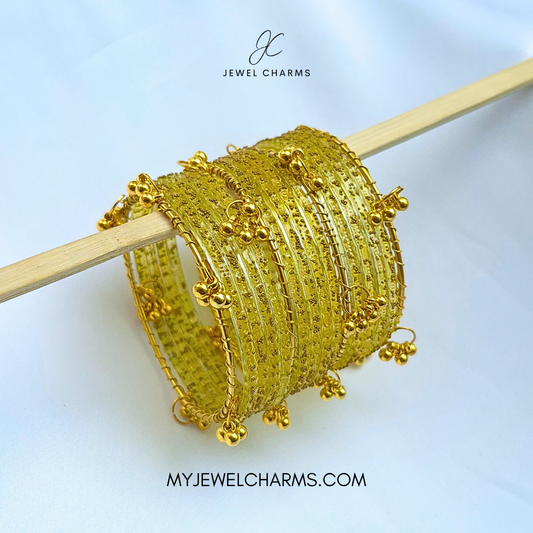 Yellow Raindrop Original Kashmiri Glass Bangles