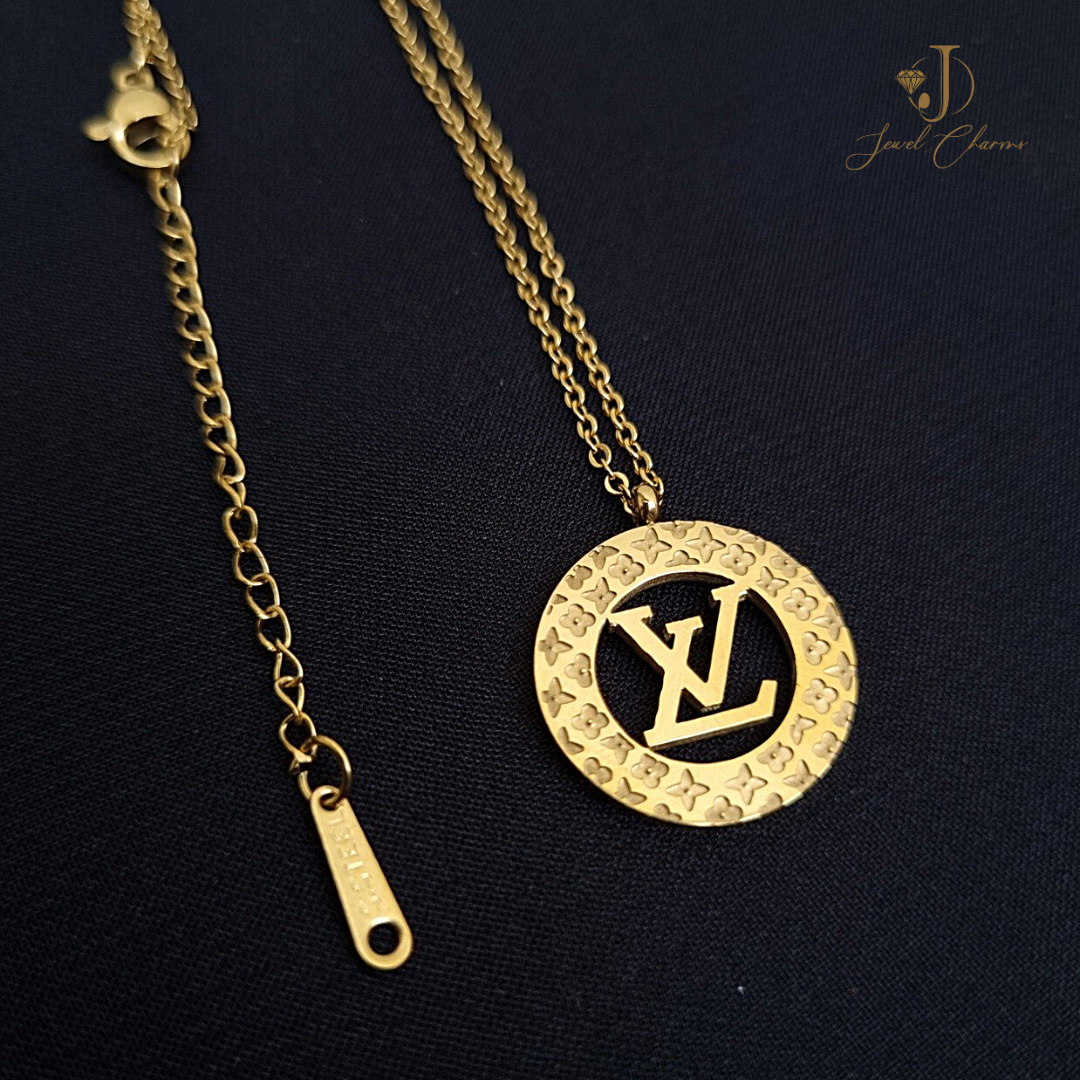 LV Stainless Steel Gold Polish Necklace