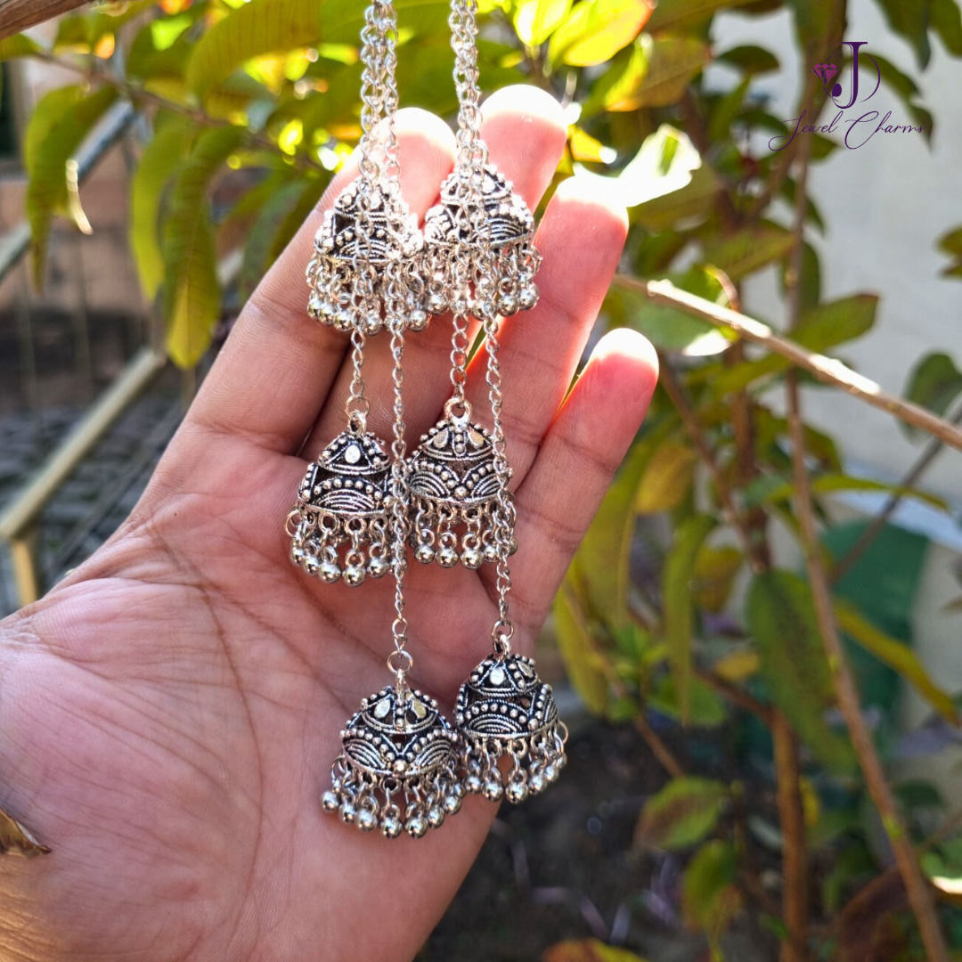 Silver Tri Dangle Jhumkay