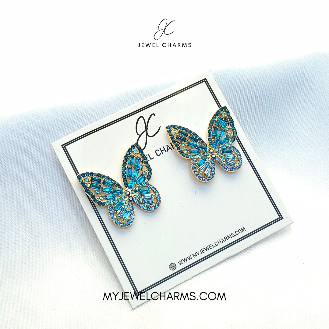 Blue Aqua Butterfly Earrings