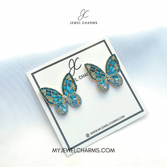 Blue Aqua Butterfly Earrings