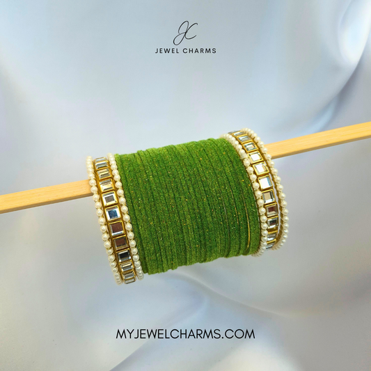 Medium Green Double Karra 2 Dozen Bangles Set