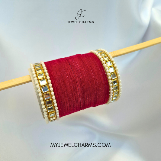 Red Double Karra 2 Dozen Bangles Set
