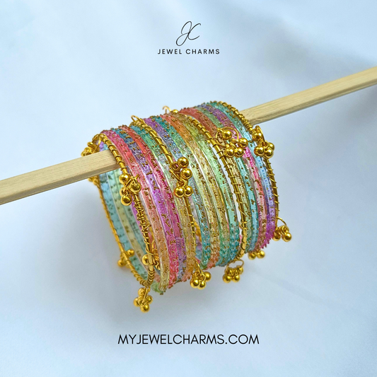 Light Multi Raindrop Original Kashmiri Glass Bangles