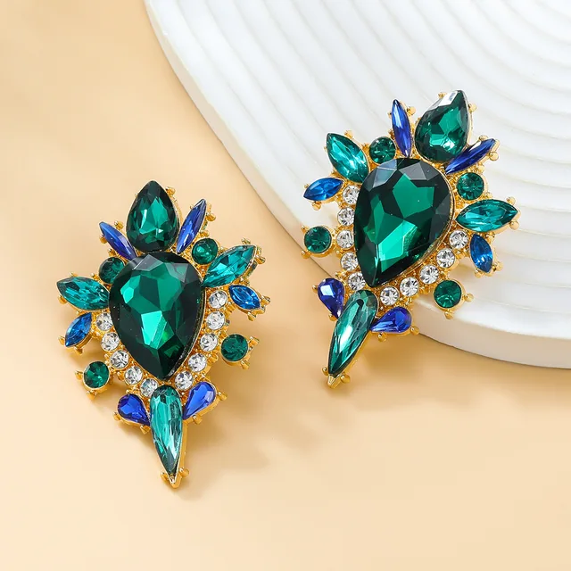 Premium Green Blue Fairy Medallion Earrings