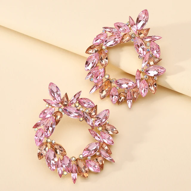 Premium Pink Beige Flower Bunch Earrings