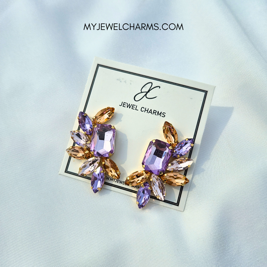 Jc 292 Wine/Champagne and Lilac/Purple Earrings