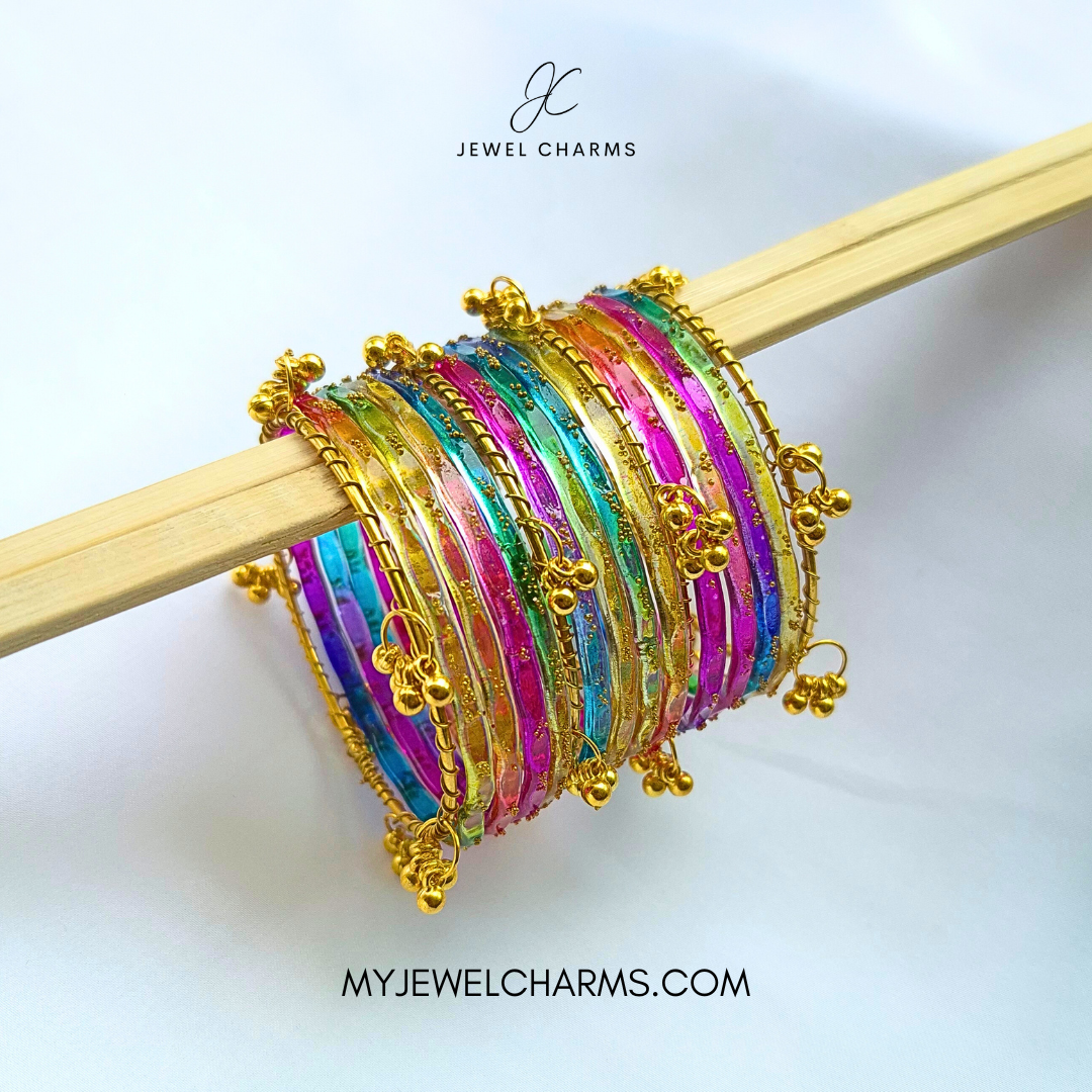 Dark Multi Raindrop Original Kashmiri Glass Bangles