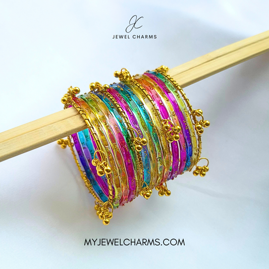 Dark Multi Raindrop Original Kashmiri Glass Bangles