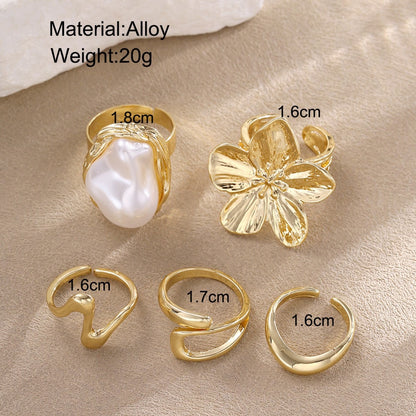 Jcec 338 5 pieces pearl rings pack