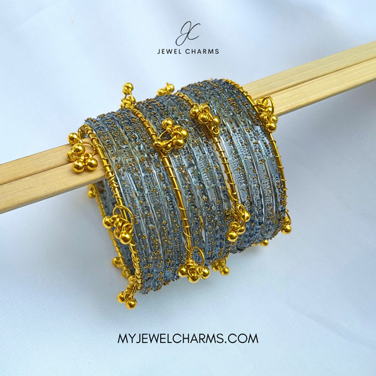 Grey Viral Raindrop Original Kashmiri Glass Bangles