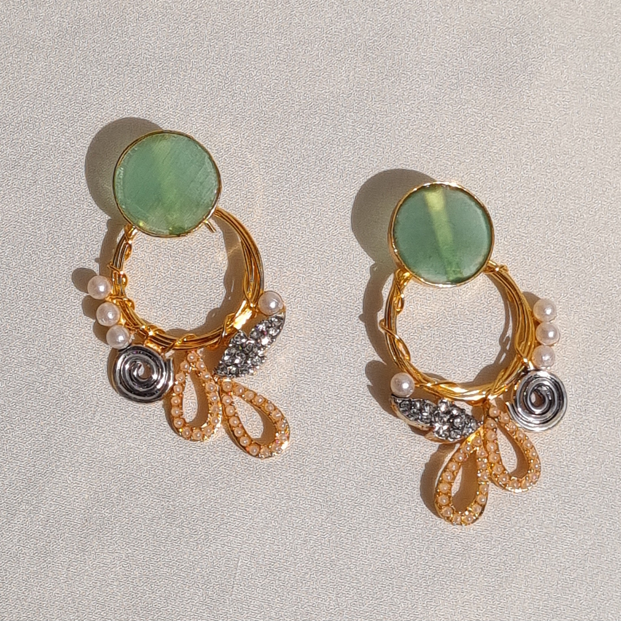 Sea Green Gemstone hand made syrian earrings