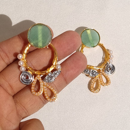 Sea Green Gemstone hand made syrian earrings