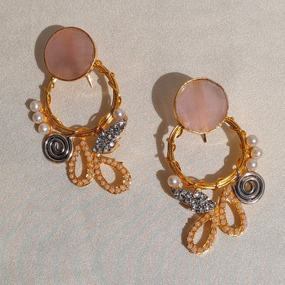 Pink Stone Handmade Syrian Earrings