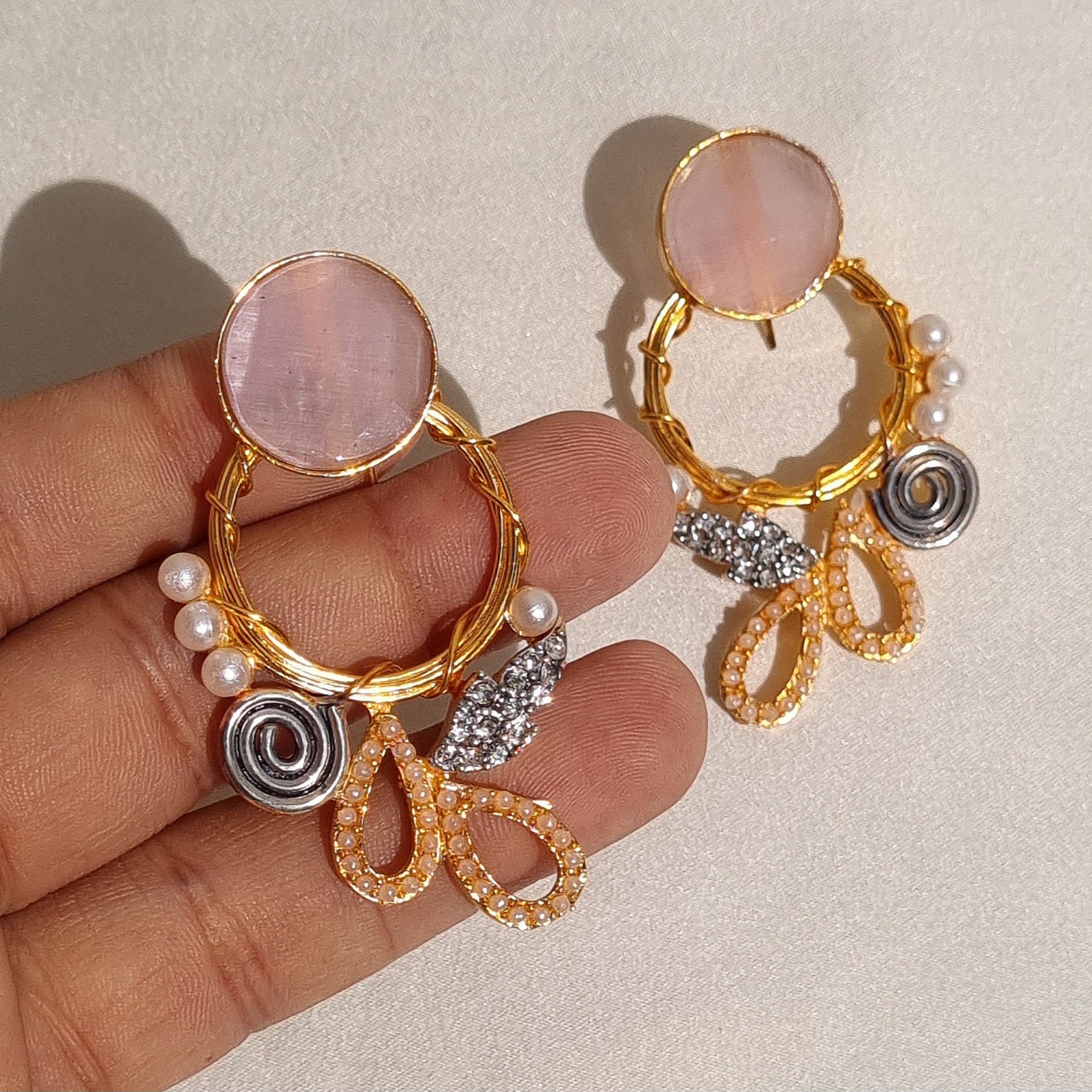 Pink Stone Handmade Syrian Earrings