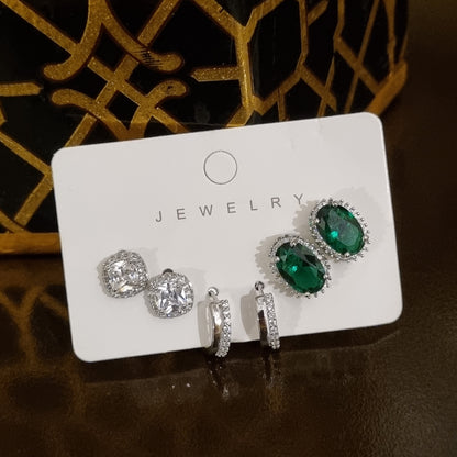 Emeral Green Sterling Silver Studs Pack