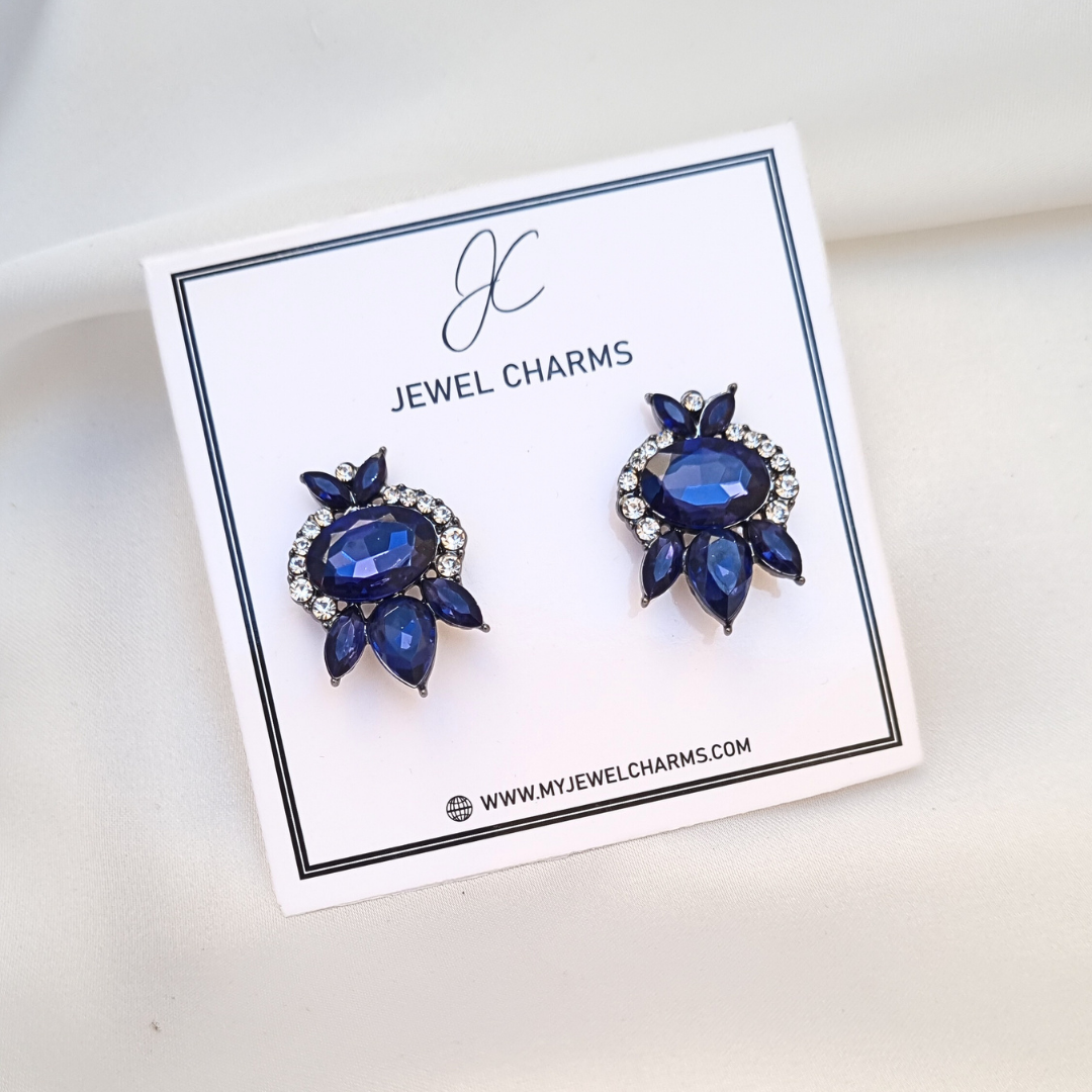 Royal Blue tri petal oval studs