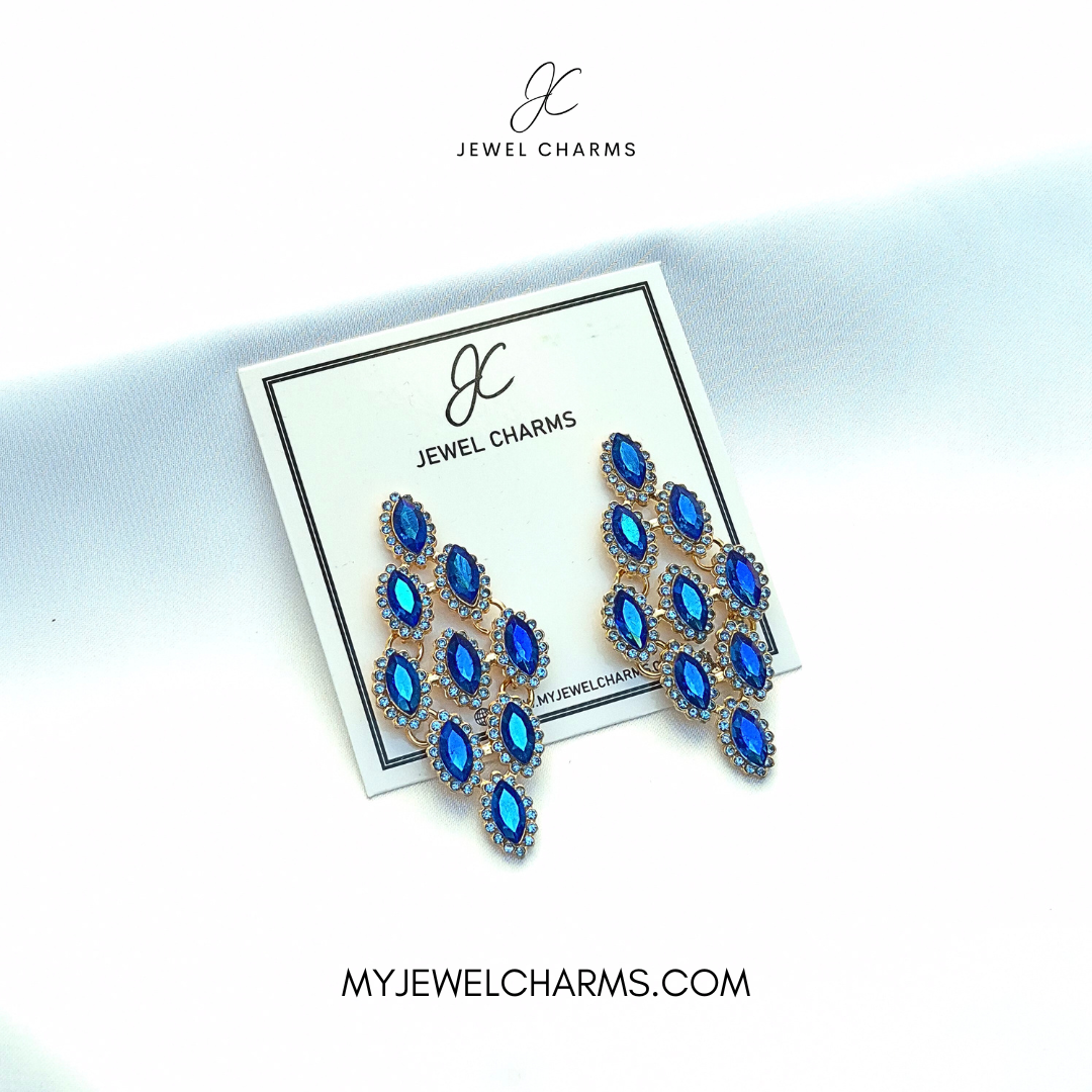 Sparkling Blue Fish Scale Earrings