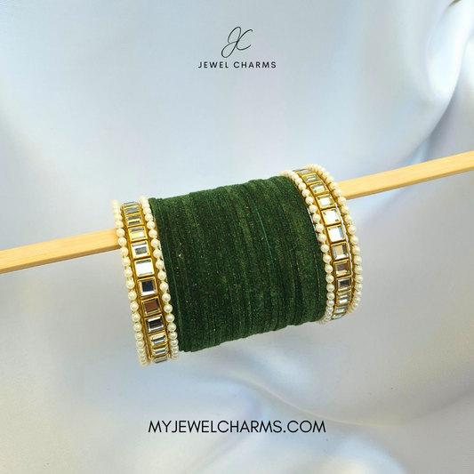 Dark Green Double Karra 2 Dozen Bangles Set