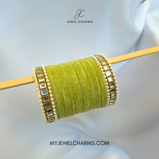 Light Green Double Karra 2 Dozen Bangles Set