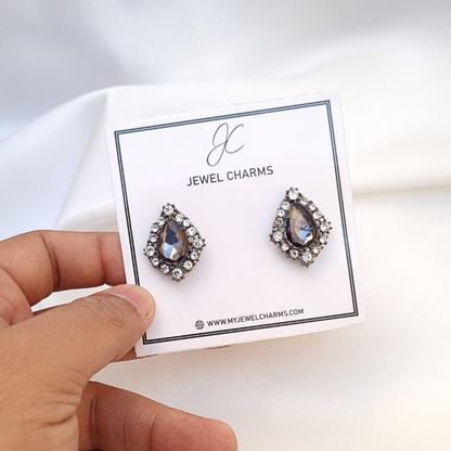 Black Gray studded earrings