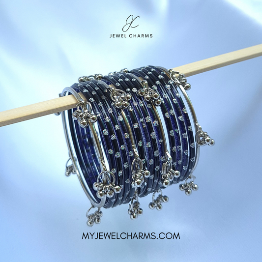 Viral Silver Kashmiri Aeena Bangles Black Size Sawa do (2.6)