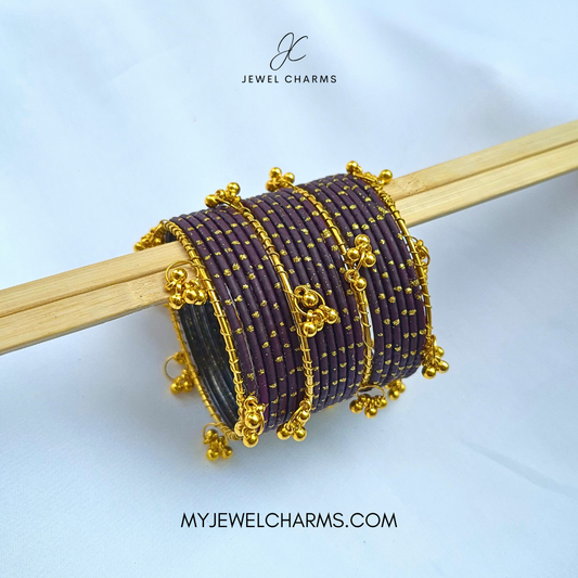 Jamni (dark) Dotted Metal Kashmiri Bangles