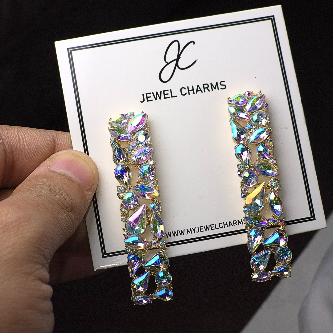 Jc 272 Long Rectangle Rhinestone Crystal Dangles