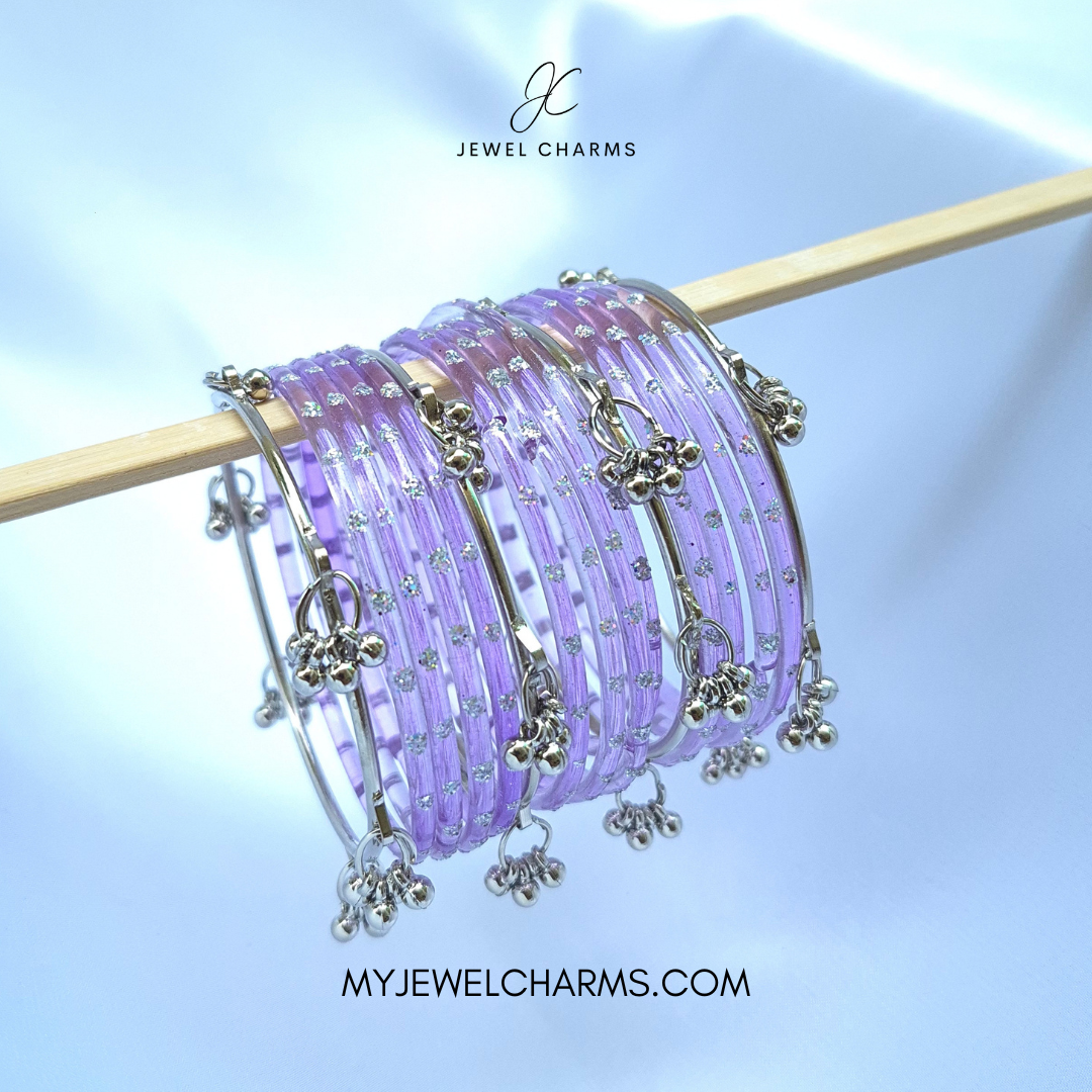 Viral Silver Kashmiri Aeena Bangles Lilac Size Sawa do (2.6)