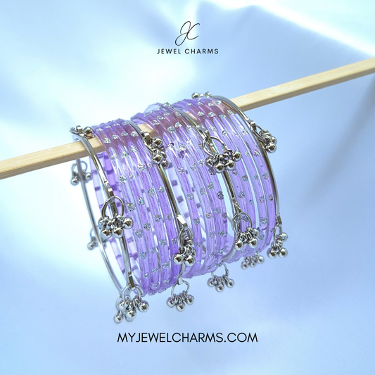 Viral Silver Kashmiri Aeena Bangles Lilac Size Sawa do (2.6)