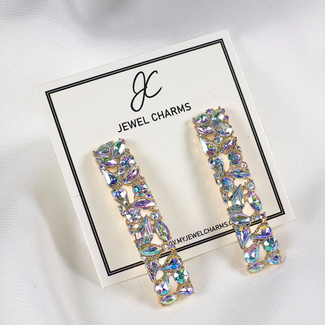 Jc 272 Long Rectangle Rhinestone Crystal Dangles