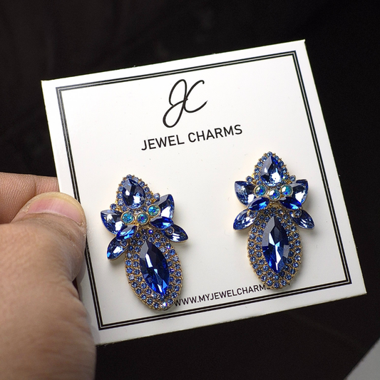 Jc 273 Steel Blue Flower Studs