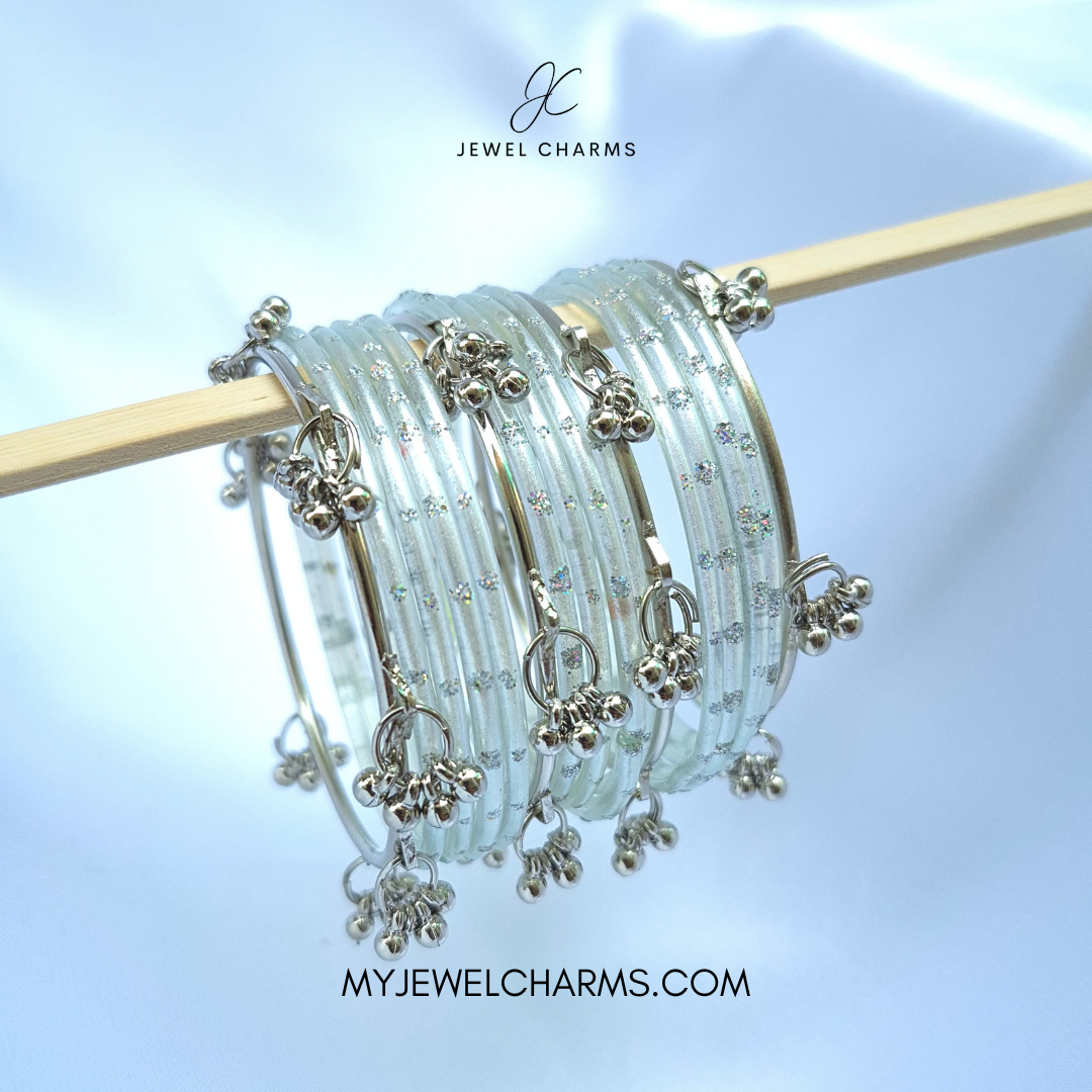 Viral Silver Kashmiri Aeena Bangles White Size Sawa do (2.6)