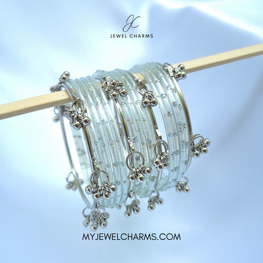 Viral Silver Kashmiri Aeena Bangles White Size Sawa do (2.6)