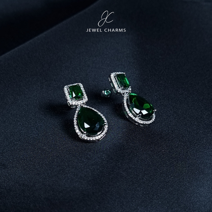 Emerald Green Double Tear Drop Earrings