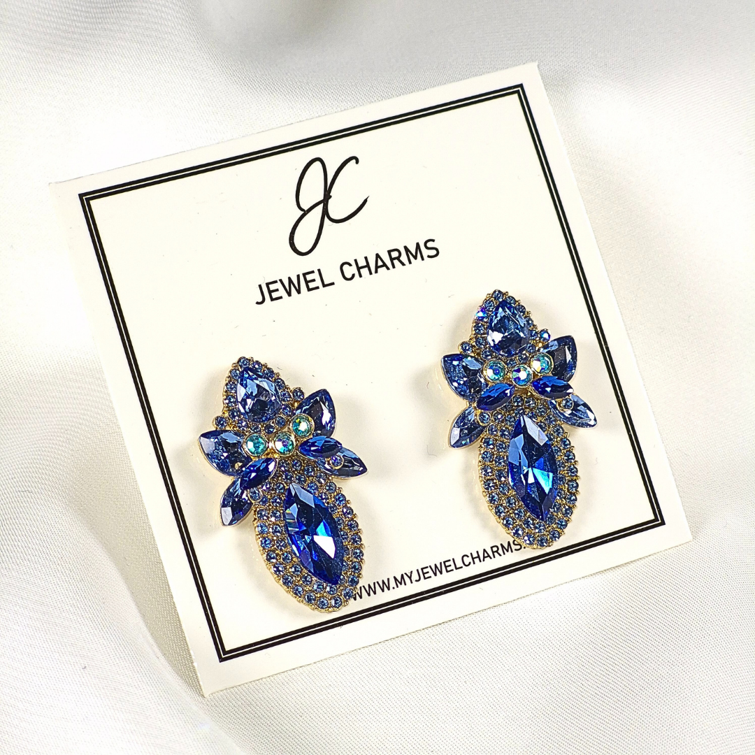 Jc 273 Steel Blue Flower Studs