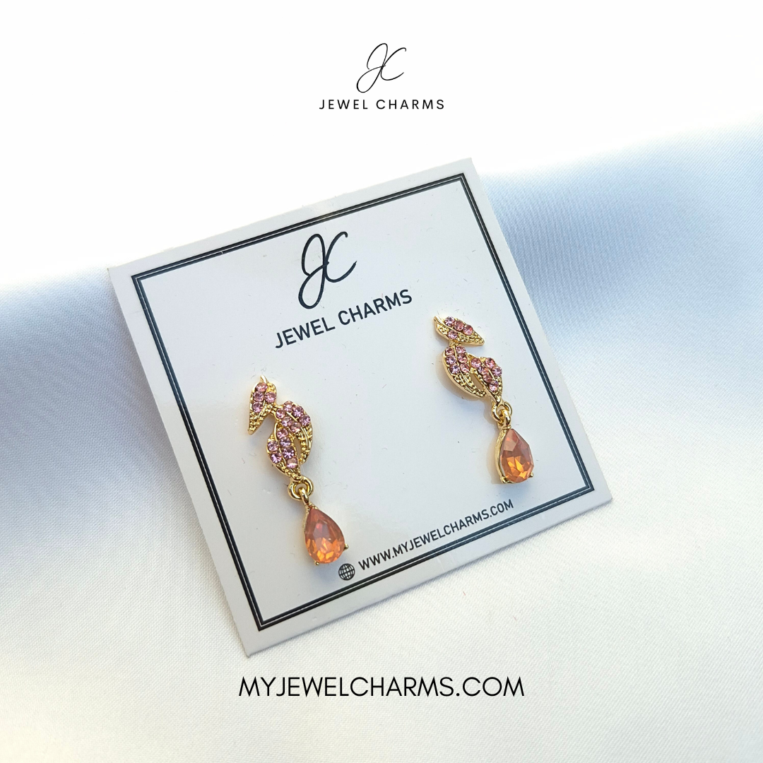 Delicate Pink Champagne Parrot earrings