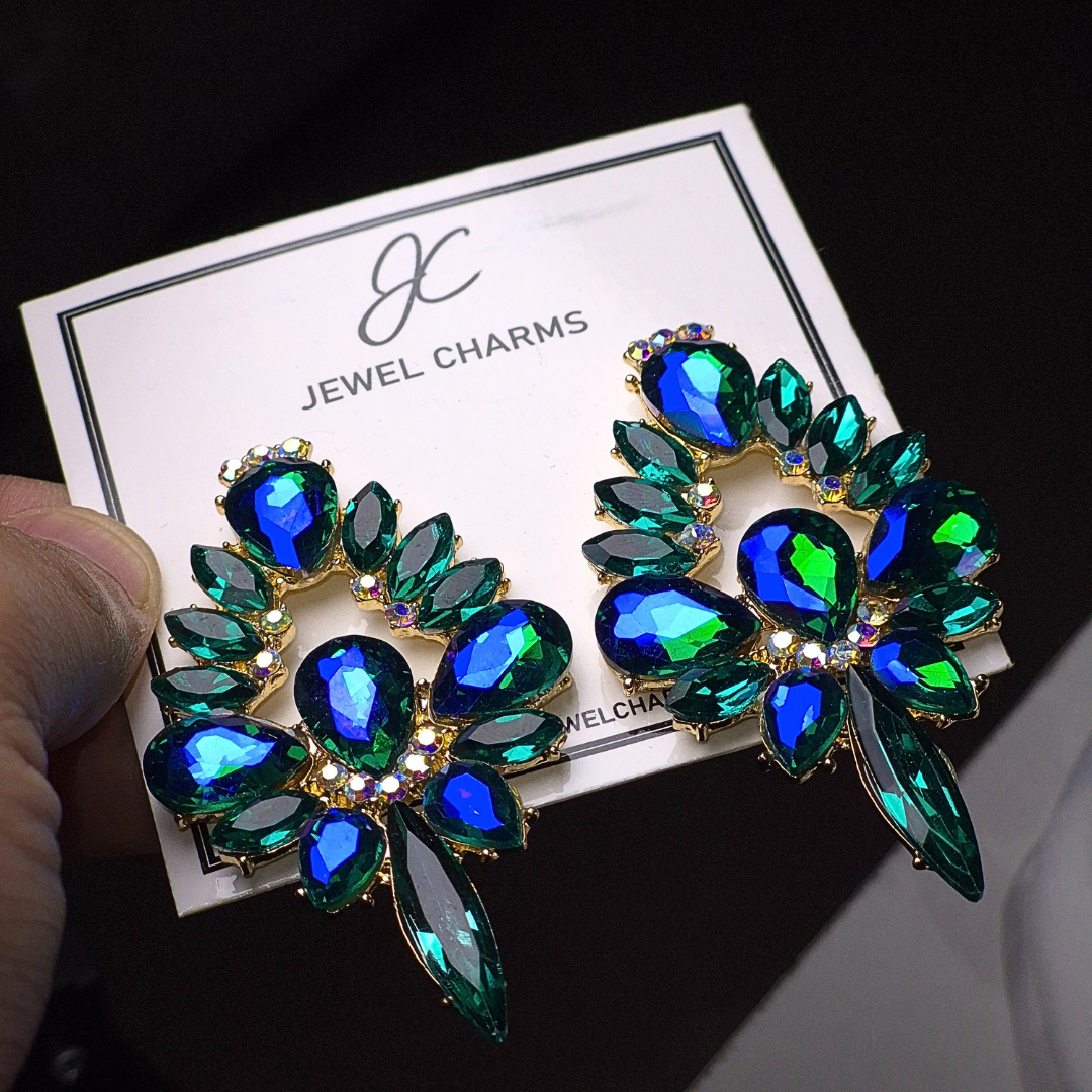 Jc 274 Green Blue Gemstone Earrings