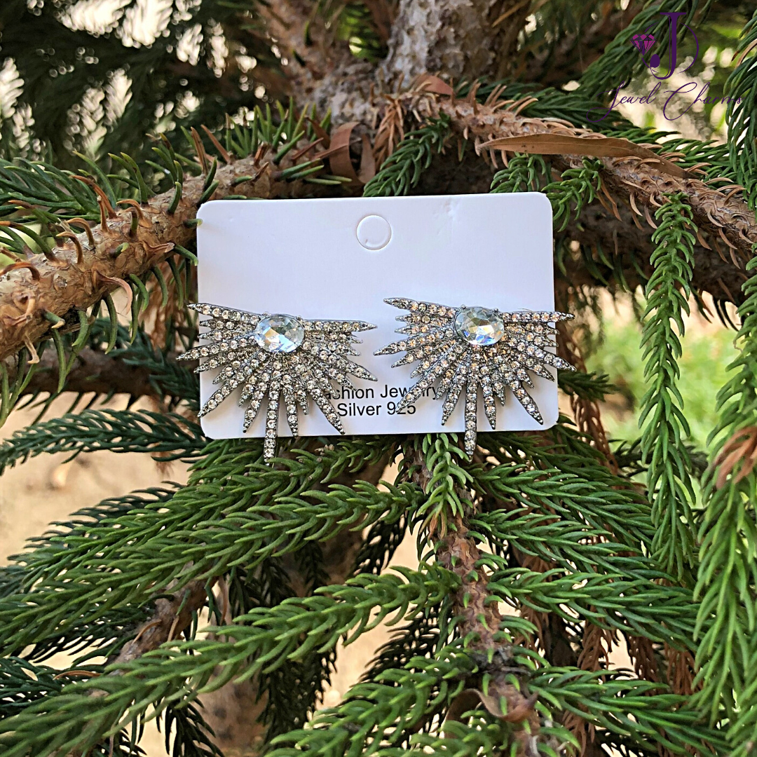 Silver Snow Crystal Earrings 925 sterling silver