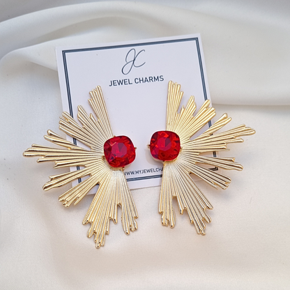 Red Gem Aztec Earrings