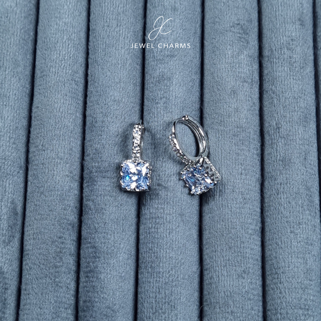 Square Crystal Hook Style Zircon Earrings