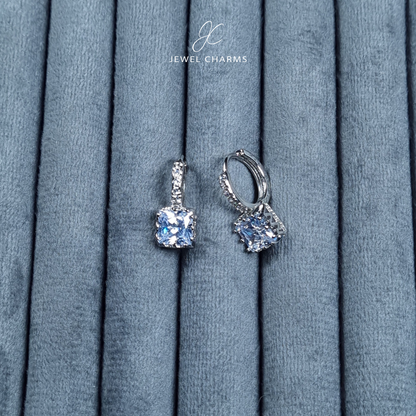 Square Crystal Hook Style Zircon Earrings