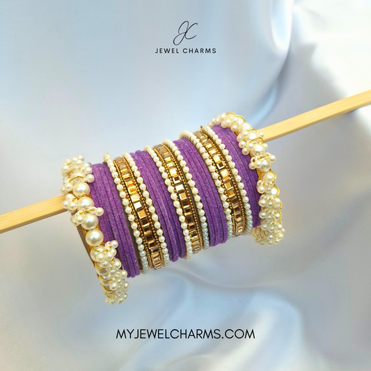 Lilac Triple Karra Gajra Bangles