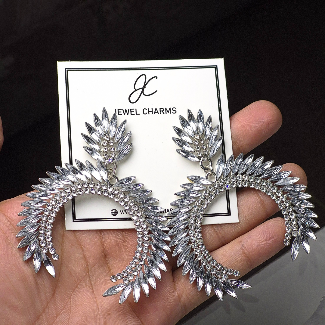 Jc 277 Inverted Moon Crystal Saw Large Dangles with Gems