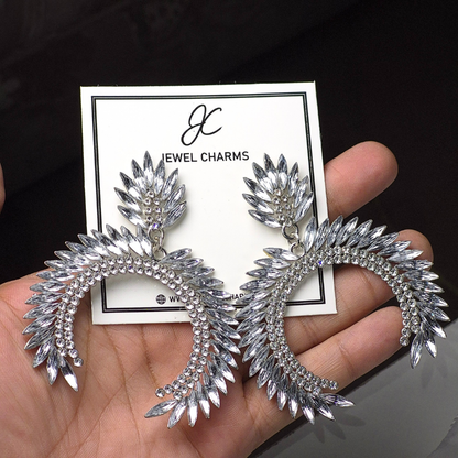 Jc 277 Inverted Moon Crystal Saw Large Dangles with Gems