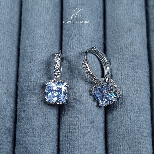 Square Crystal Hook Style Zircon Earrings