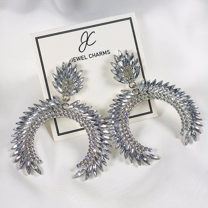 Jc 277 Inverted Moon Crystal Saw Large Dangles with Gems