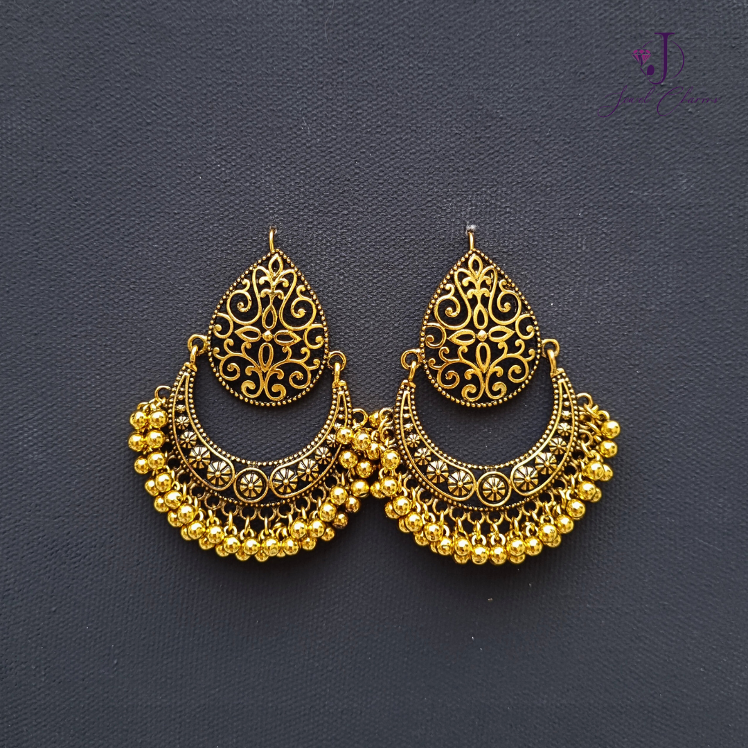 Golden Antique Mughal Earrings