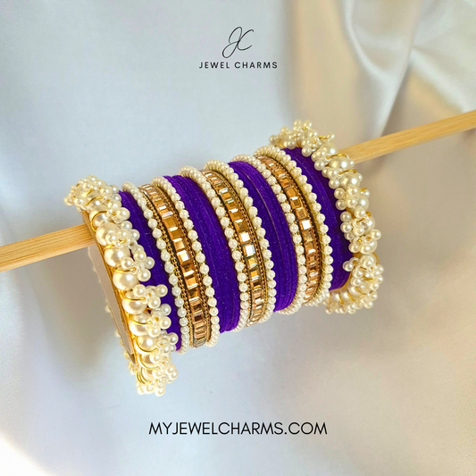 Dark Purple Triple Karra Gajra Bangles